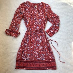 loft patterned tie waist dress